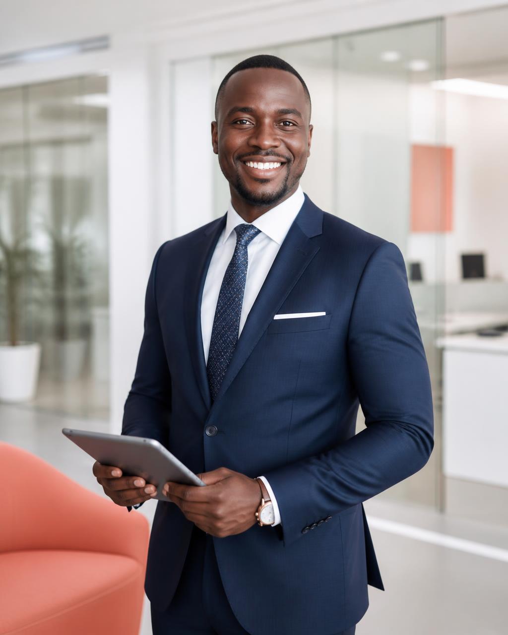 Corporate professional reviewing silabi Pay collections on a tablet